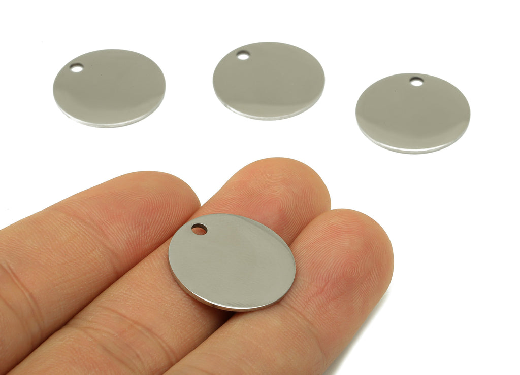 Stainless Steel Round Earring Charm - Steel Round Pendant -Circle Earring Charm - Stamping Blank - For Necklace -19.97x20x1mm- SS1463 - DOMEDBAZAAR