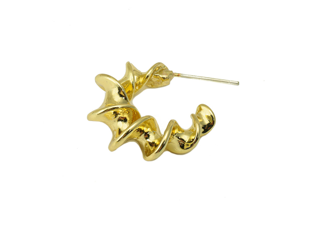 Alloy Twisted Earring Stud - Zinc Alloy Spiral Earring Post - Bent Earring Post -KC Gold Tone Plating - Jewelry Supplies - 32x24x8mm- ZZ2033 - DOMEDBAZAAR