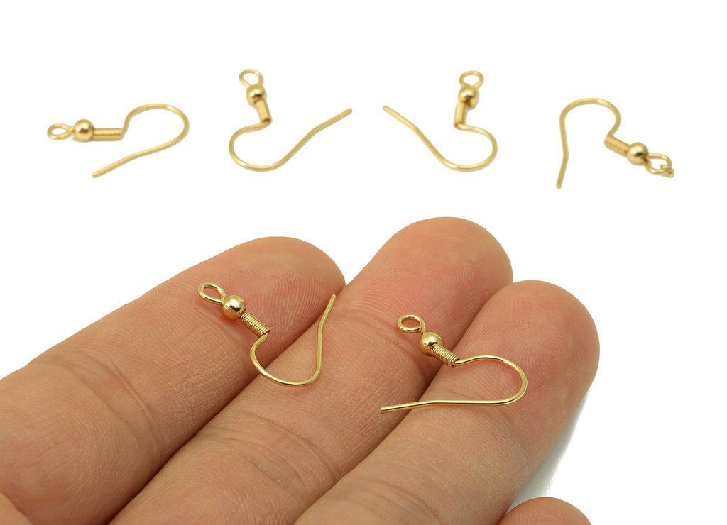 Brass Earring Hooks - Brass Earring Wires - Earring Findings - Jewelry Supplies - 18K Real Gold Plated - 19.43 x 17.42x 1.53mm-RGP6480 - DOMEDBAZAAR