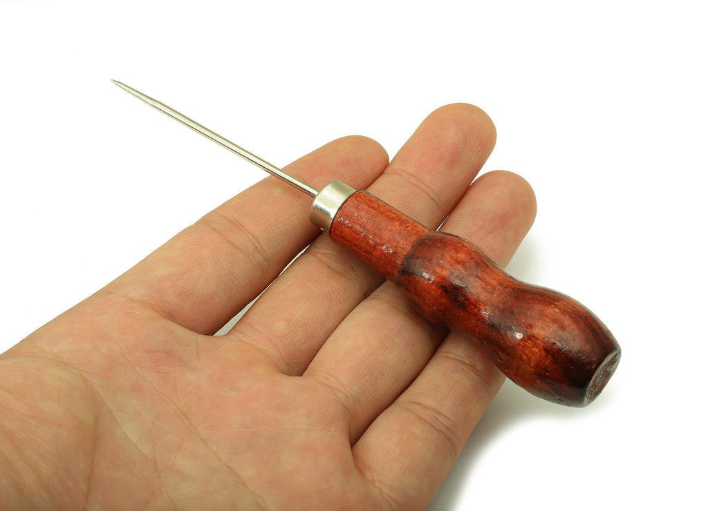 Red Wood Awl - Red Wood Pointed Needle - Carbon Steel Awl - Red Wood Carbon Steel Awl - Jewelry Making Tools - 134.73x25.34x7.07mm - HM1049 - DOMEDBAZAAR