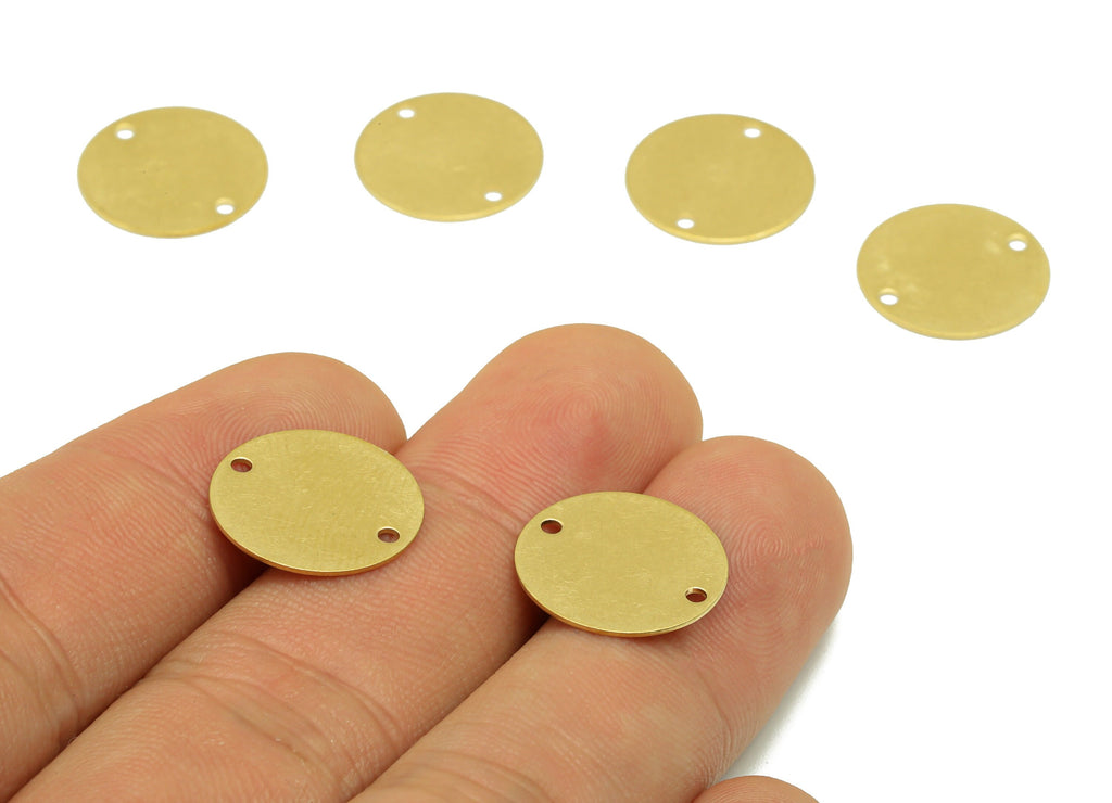 Brass Round Earrings Connectors - Raw Brass Circle Charms - Semicircle Earring Connector - Stamping Blank - 15x15x0.5mm - PP8614 - DOMEDBAZAAR