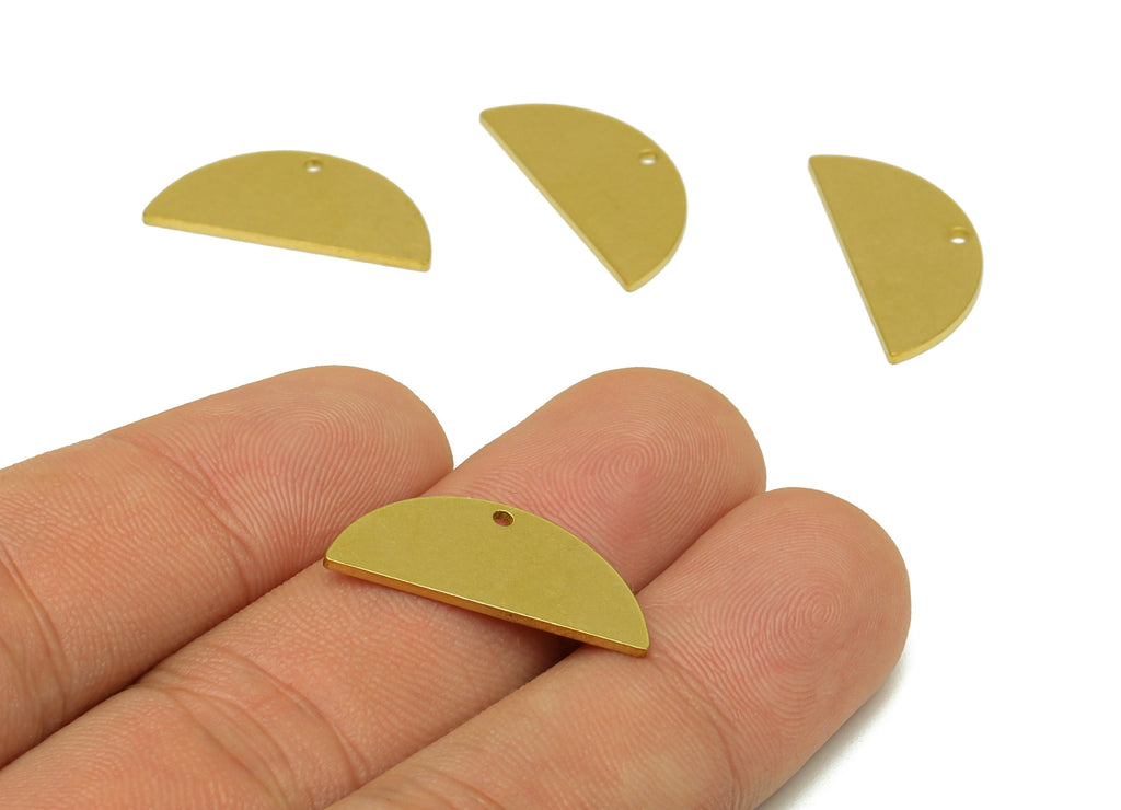 Brass Half Moon Earring Charms - Raw Brass Semi circle Pendant -Brass Charms With Hole -Personalized stamping blank - 23.39x10x1mm - PP8618 - DOMEDBAZAAR