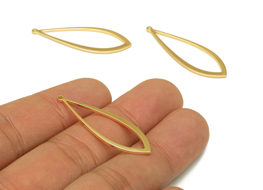 Brass Teardrop Earring Charms - Brass Drop Pendant - Drop Ring - For Necklace - 18K Real Gold Plated - 36.9x13x1.1mm - RGP6709 - DOMEDBAZAAR