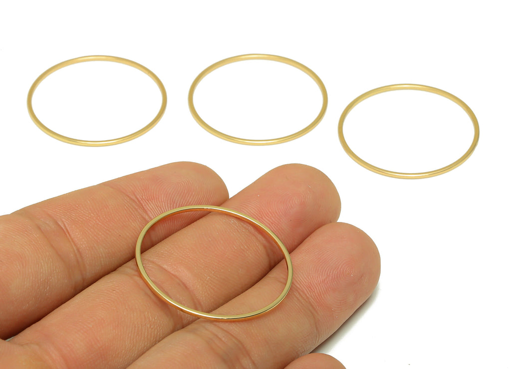 30mm Gold Rings - Stainless Steel Round Connectors - Closed Loop Rings - Earring Hoop Findings - 18K Gold Tone Plated- 30x30x1mm -RGP6724-30 - DOMEDBAZAAR