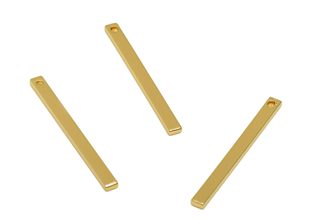 Brass Earring Charm - Gold Bar Earring Charm -Brass Long Strip Earring Charm -18K Real Gold Plated - 25x2.1x1.02mm - RGP6729 - DOMEDBAZAAR