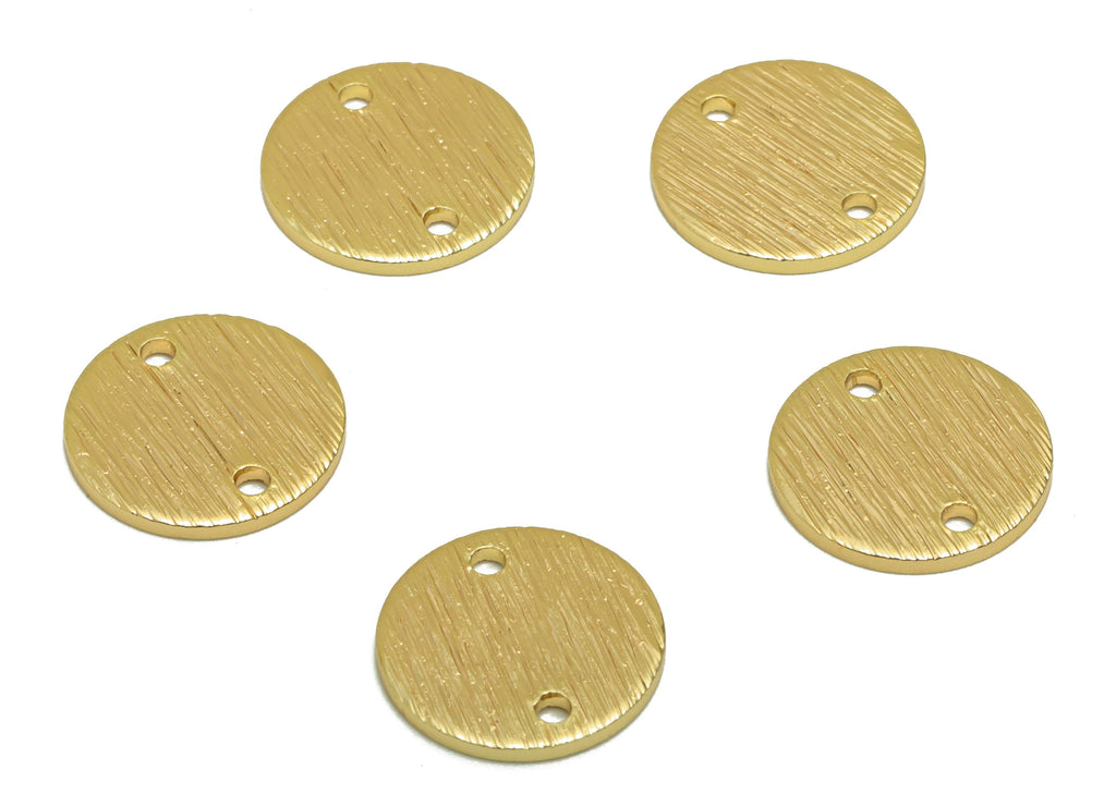 Brass Earring Connector - Textured Round Earring Charm - Brass Semi Connector - 18K Real Gold Plating - 12.04x12.04x1.08mm - RGP6714 - DOMEDBAZAAR