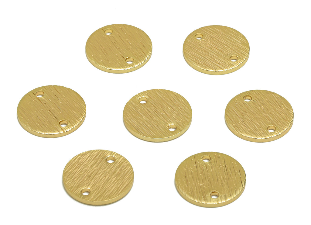 Brass Earring Connector - Textured Round Earring Charm - Brass Semi Connector - 18K Real Gold Plating - 12.04x12.04x1.08mm - RGP6714 - DOMEDBAZAAR