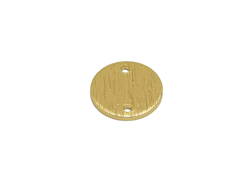 Brass Earring Connector - Textured Round Earring Charm - Brass Semi Connector - 18K Real Gold Plating - 12.04x12.04x1.08mm - RGP6714 - DOMEDBAZAAR