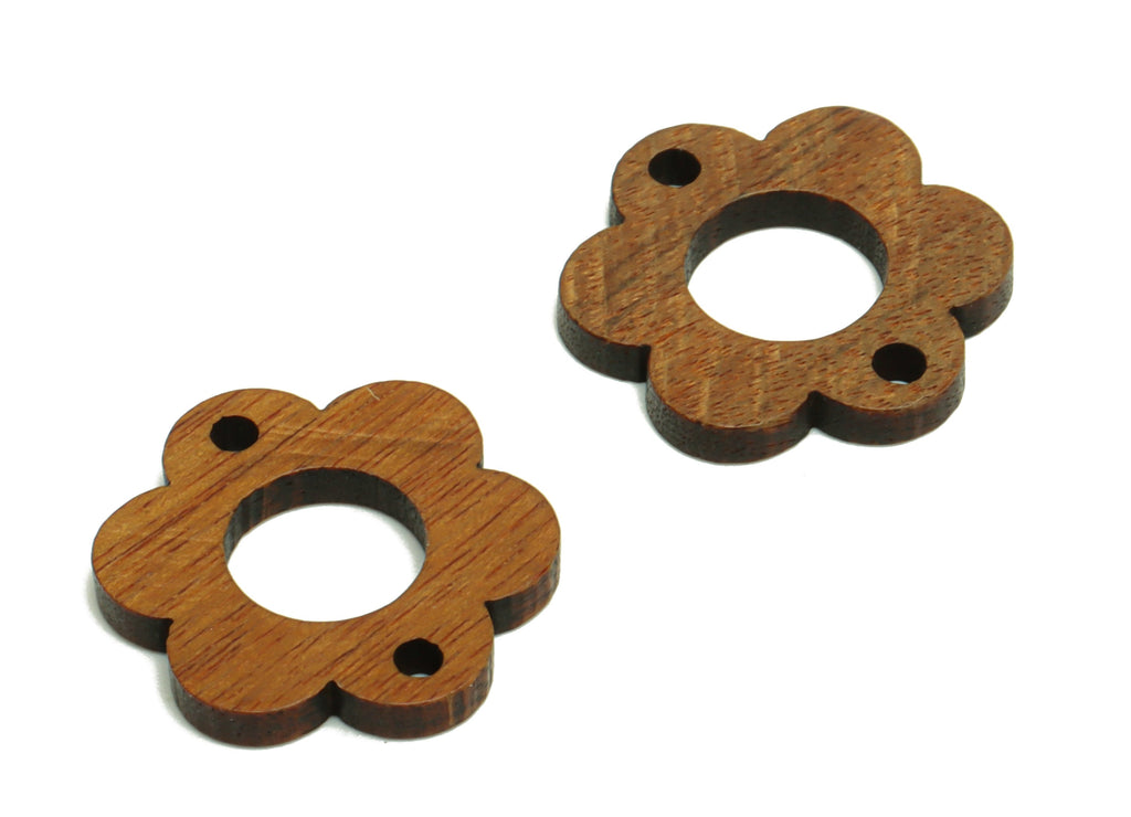 Mahogany Wood Flower Connector - Coffee Color Flower Earring - Wood Flower Connector - For Necklace - 17.59x16.21x2.3mm - BB1303 - DOMEDBAZAAR