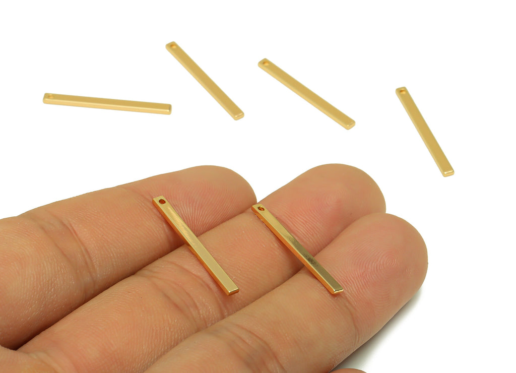 Brass Earring Charm - Gold Bar Earring Charm -Brass Long Strip Earring Charm -18K Real Gold Plated - 25x2.1x1.02mm - RGP6729 - DOMEDBAZAAR