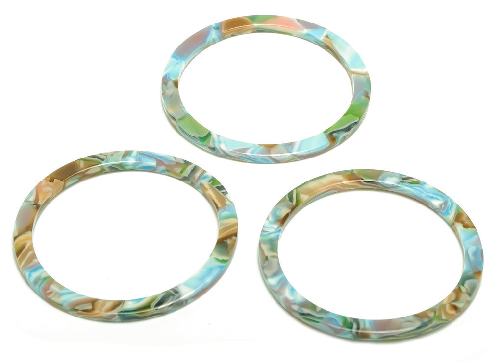 Acetate Hoop Earrings Charms - Circle Pendant - Rainbow Earring Findings - Jewelry Supplies - Color Code:A240 - 44x44.3x2.6mm -AC2620-A240 - DOMEDBAZAAR