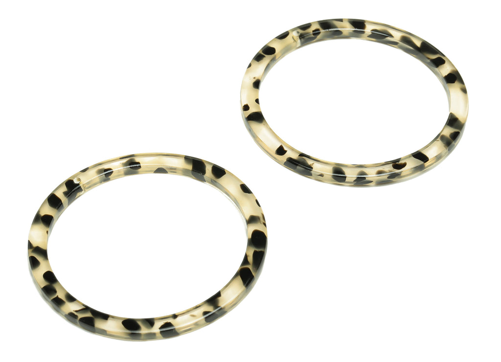 Acetate Hoop Earrings Charms - Circle Pendant - Rainbow Earring Findings - Jewelry Supplies - Color Code:A701 - 44x44.3x2.6mm -AC2620-A701 - DOMEDBAZAAR