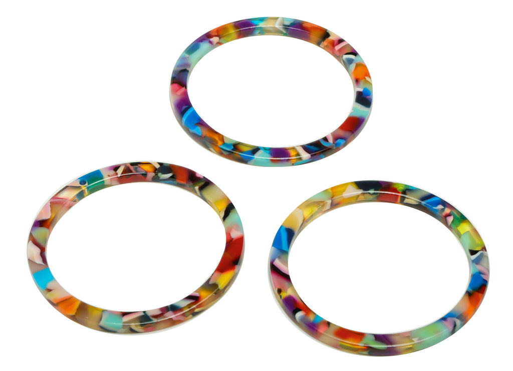 Acetate Hoop Earrings Charms - Circle Pendant - Rainbow Earring Findings - Jewelry Supplies - Color Code:A21 - 44x44.3x2.6mm -AC2620-A21 - DOMEDBAZAAR