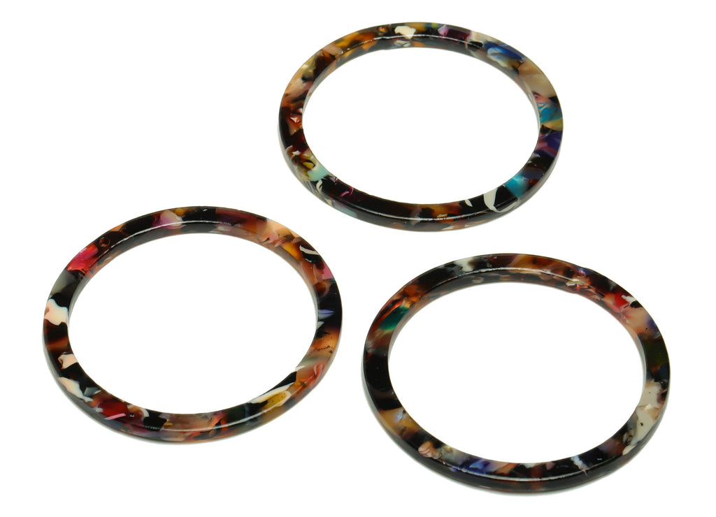 Acetate Hoop Earrings Charms - Circle Pendant - Rainbow Earring Findings - Jewelry Supplies - Color Code:A60 - 44x44.3x2.6mm -AC2620-A60 - DOMEDBAZAAR