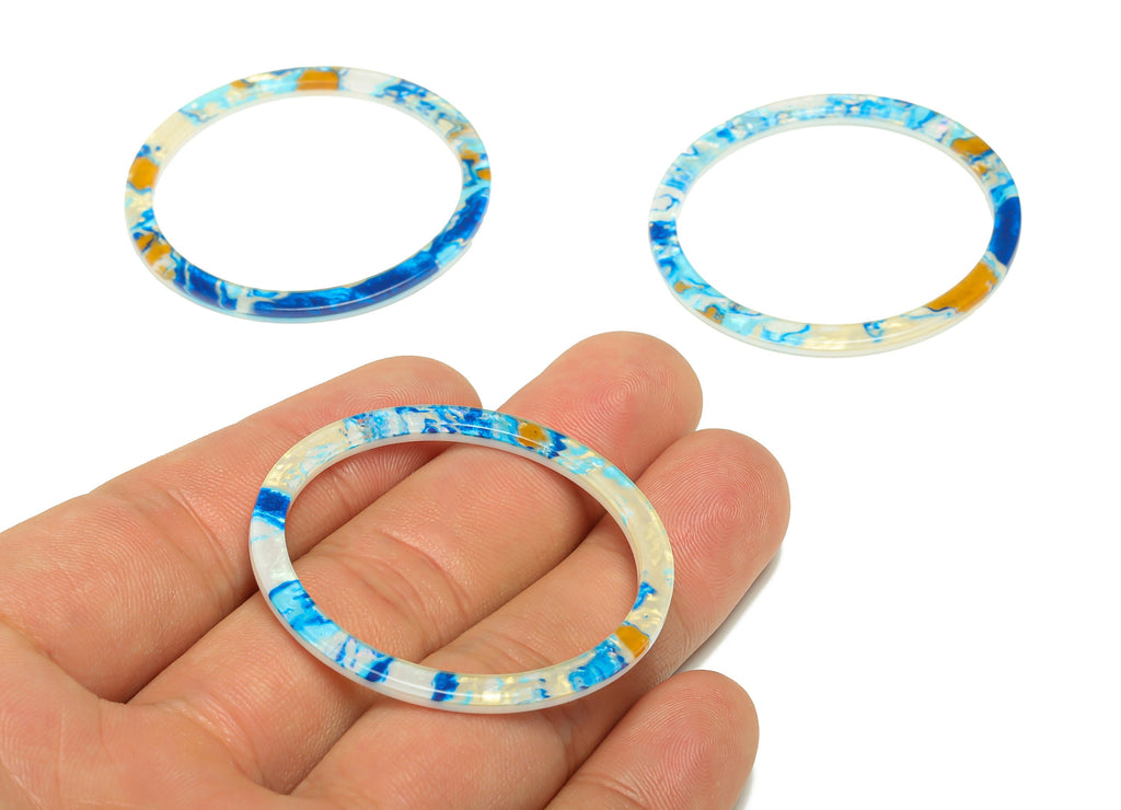 Acrylic Hoop Earrings Charms - Circle Pendant - Ocean Earring Findings - Jewelry Supplies - Color Code:A387 - 44x44.3x2mm -AC2620-A387 - DOMEDBAZAAR