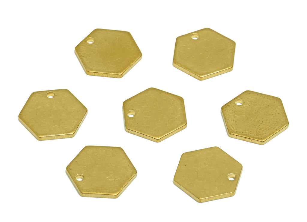 Brass Hexagon Earring Charm - Raw Brass Geometry Charm - Brass Geometry Blank - Personalized stamping blank - 10.12 x 11.5 x 0.95mm - PP8625 - DOMEDBAZAAR