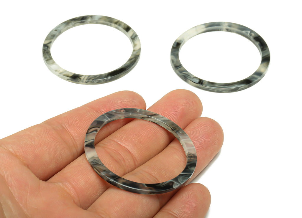 Acrylic Hoop Earrings Charms - Circle Pendant - Smoke Earring Findings - Jewelry Supplies - Color Code:A965 - 44x44.3x2mm -AC2620-A965 - DOMEDBAZAAR