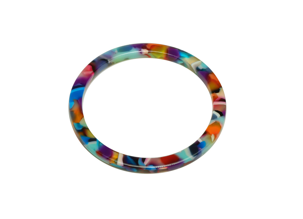 Acetate Hoop Earrings Charms - Circle Pendant - Rainbow Earring Findings - Jewelry Supplies - Color Code:A21 - 44x44.3x2.6mm -AC2620-A21 - DOMEDBAZAAR