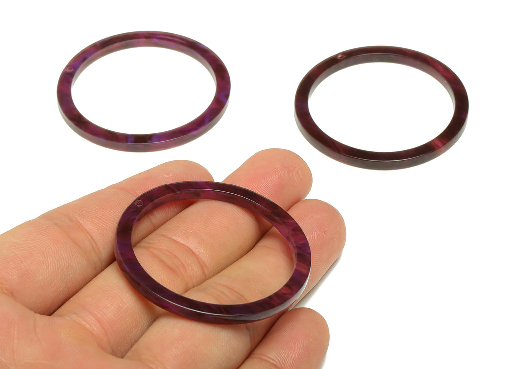Acrylic Hoop Earrings Charms - Circle Pendant - Purple Earring Findings - Jewelry Supplies - Color Code:A973 - 44x44.3x2mm -AC2620-A973 - DOMEDBAZAAR