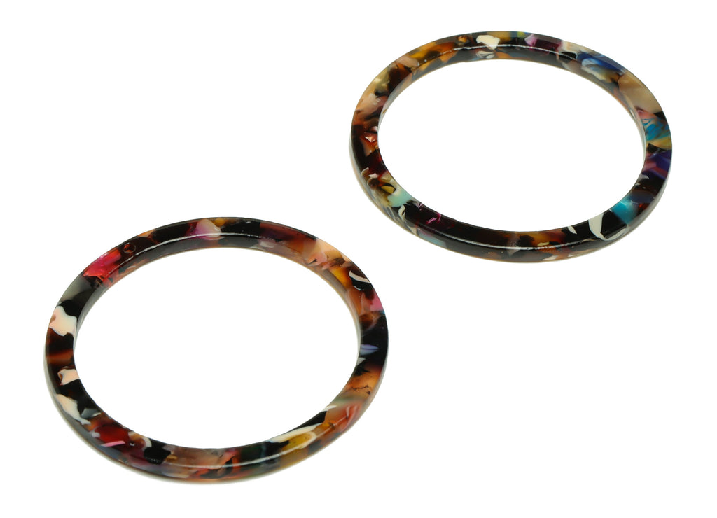 Acetate Hoop Earrings Charms - Circle Pendant - Rainbow Earring Findings - Jewelry Supplies - Color Code:A60 - 44x44.3x2.6mm -AC2620-A60 - DOMEDBAZAAR