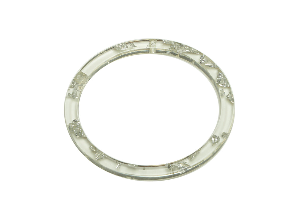 Acrylic Hoop Earrings Charms - Circle Pendant - Transparent Silver Confetti Charm - Jewelry Supplies - Color Code:A254 - 44x44.3x2mm -AC2620 - DOMEDBAZAAR