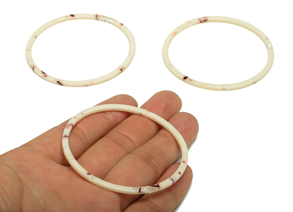Acetate Hoop Earrings Charms - Circle Pendant - Rainbow Earring Findings - Jewelry Supplies - Color Code:A1013 - 44x44.3x2.6mm -AC2623-A1013 - DOMEDBAZAAR