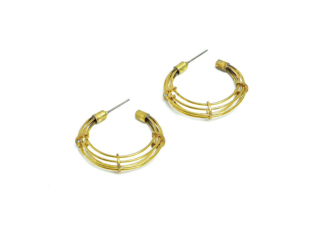 Brass Hoop Earring Post - Raw Brass Hoop Earring Stud - Brass Open C Hoop Earring Post - Jewelry Supplies - 33.62x31.84x7.08mm - PP8902 - DOMEDBAZAAR