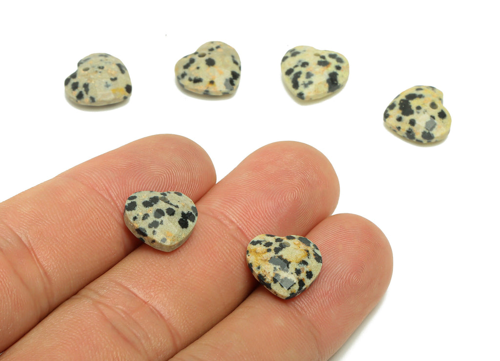 Heart Stone Charm - Dalmatian stone Hoop Earring Charm - Natural Stone Charms - Dalmatian stone Pendant - Jewelry Supplies -11x12x4mm-NS1910 - DOMEDBAZAAR
