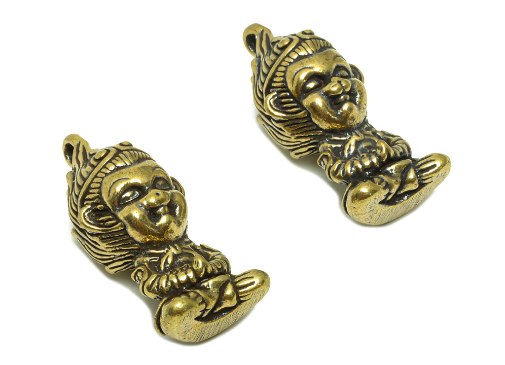 Brass Monkey Charm - Raw Brass Sun Wukong Earring Charms - Monkey Figure - Antique Looking Pendant - 33.8x15x14mm-PP8747 - DOMEDBAZAAR
