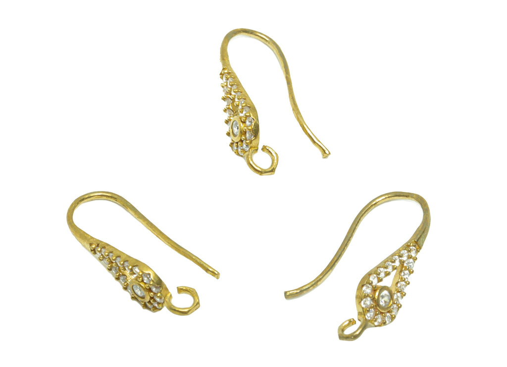 Brass Earring Hooks - Raw Brass Teardrop Earring Wires With Loop - Brass Cubic Zircon Ear Hooks Findings - Jewelry Supplies-19x8x1mm- PP8829 - DOMEDBAZAAR