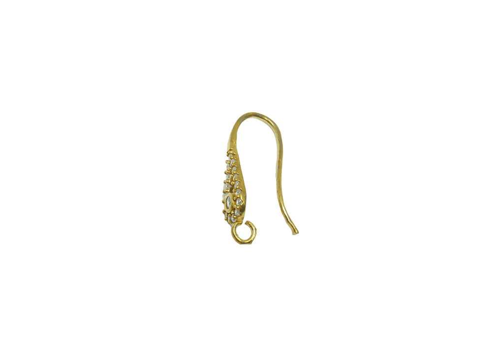 Brass Earring Hooks - Raw Brass Teardrop Earring Wires With Loop - Brass Cubic Zircon Ear Hooks Findings - Jewelry Supplies-19x8x1mm- PP8829 - DOMEDBAZAAR