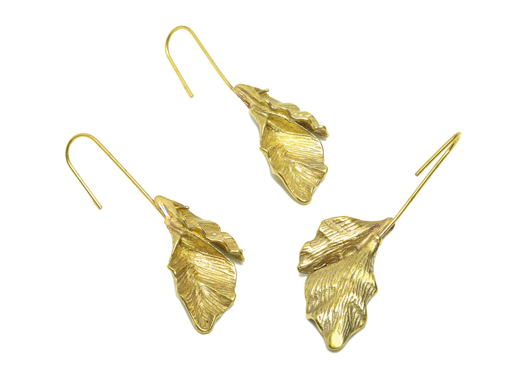Brass Wire Leafs Earring - Raw Brass Leaf Earring Wires For Peral - Brass Botanical Ear Hooks Findings - Jewelry Supplies -50x15x1mm- PP8658 - DOMEDBAZAAR