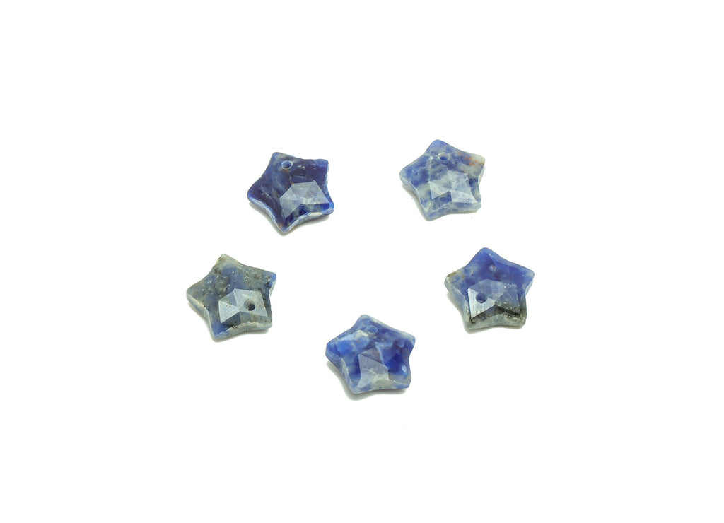 Star Stone Charm - Blue Stripe Hoop Earring Charm - Natural Stone Charms - Blue Stripe Pendant - Jewelry Supplies - 11.5x11.86x5.11mm-NS1909 - DOMEDBAZAAR