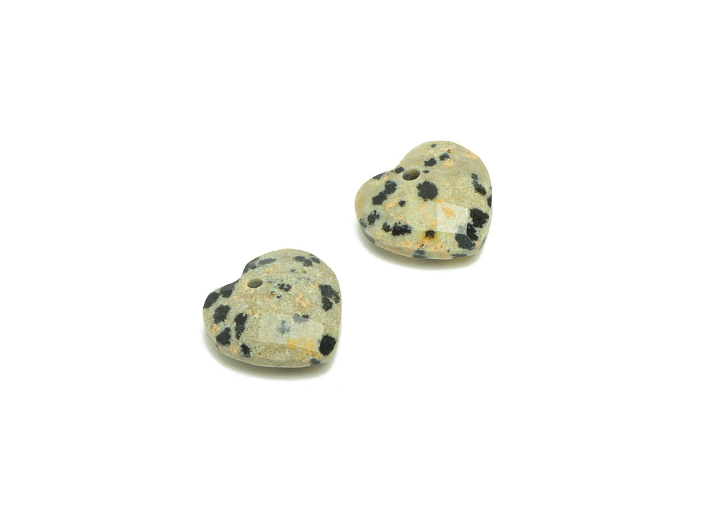 Heart Stone Charm - Dalmatian stone Hoop Earring Charm - Natural Stone Charms - Dalmatian stone Pendant - Jewelry Supplies -11x12x4mm-NS1910 - DOMEDBAZAAR