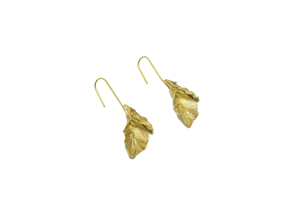 Brass Wire Leafs Earring - Raw Brass Leaf Earring Wires For Peral - Brass Botanical Ear Hooks Findings - Jewelry Supplies -50x15x1mm- PP8658 - DOMEDBAZAAR