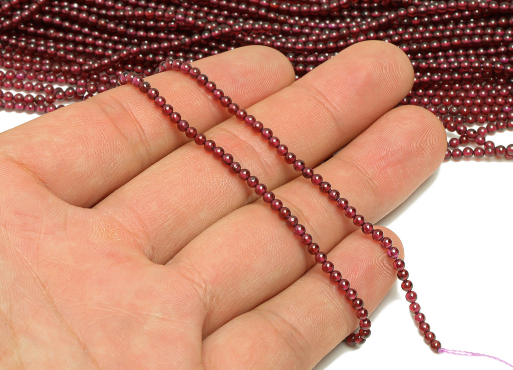 Garnet Round Beads - Stone Crystal - Purple Garnet Beads - 15.5 &quot; / 1 Strand Round 2.5mm Beads - Natural Stone Gemstone Beads - NS1916 - DOMEDBAZAAR
