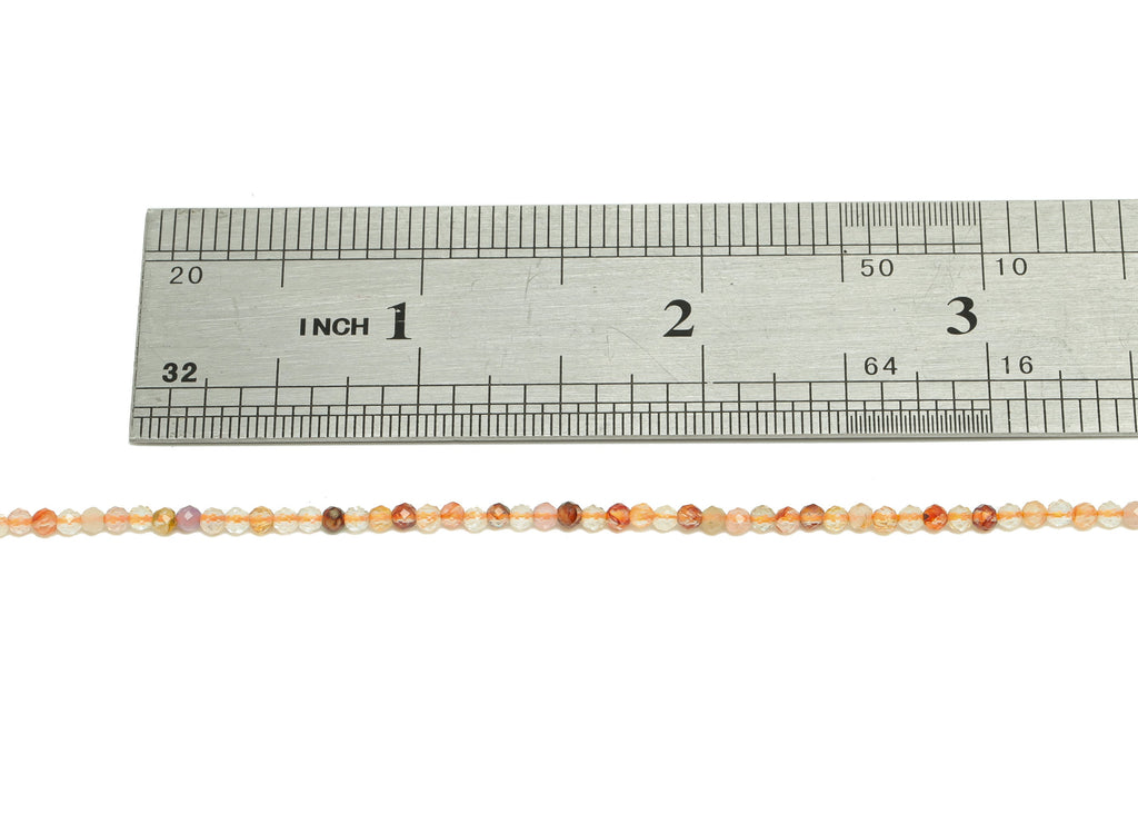 Natural Stone Red Crystal - Red Faceted Gemstone Beads - 15.5 &quot; / 1 Strand Round 2.5mm Beads - Natural Stone Beads - NS1917 - DOMEDBAZAAR