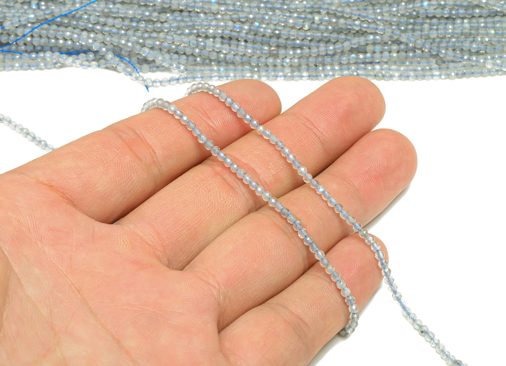 Labradorite Round Beads - Blue Labradorite Faceted Bead - 15.5 &quot; / 1 Strand Round 2.3mm Beads - Gemstone Natural Stone Beads - NS1918 - DOMEDBAZAAR