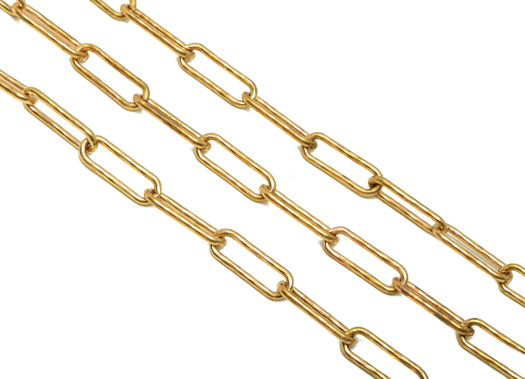 Hammered Oval Cable Chain - Oval Open Link Chain - Brass Oval Chain - Geometry Chain - Oval Rectangle Chain - 22.14x7.54x1.83mm -  CC1229 - DOMEDBAZAAR