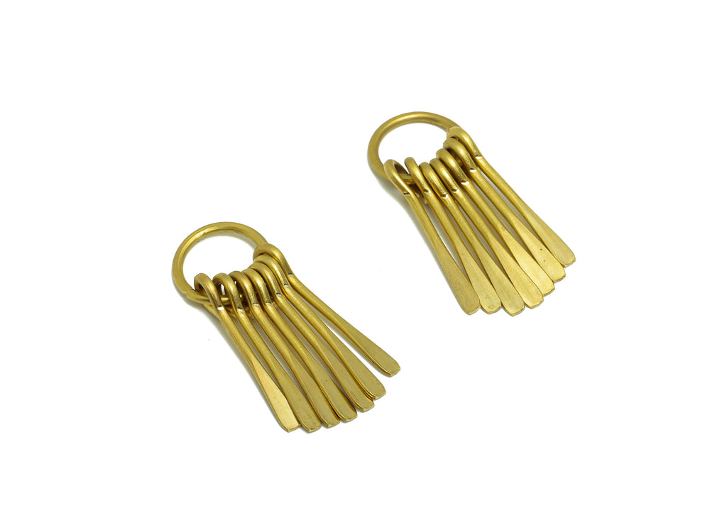 Hammered Wire Tassel Earring - Brass Hammered Wire Earring Charm - Brass Wire 7 Earring Charm - Dangle Tassel Charm - 31x11x1mm -PP9113 - DOMEDBAZAAR