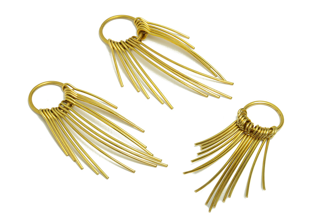 Brass Tassel Earring Charm - Brass Stick Wires Earring Charm - Bar Wires Earring Bent Wire Charm - Dangle Tassel Charm - 55x14x1mm -PP9104 - DOMEDBAZAAR