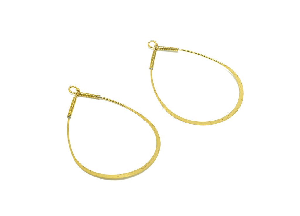 Hammered Drop Wire Earring Charm - Brass Teardrop Earring Charm - Spring Teardrop Earring Charm - Hammered Earring Charm - 52x36x1mm -PP9015 - DOMEDBAZAAR