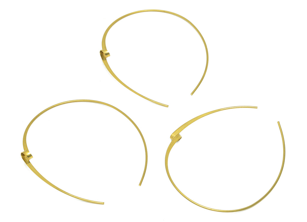 Hammered Hook Earring Wire - Brass Hammered Earring Wire - Curly Wire Hook Earring - Curly Wire Hook Earring - 52.25x43.95x0.79mm- PP9047 - DOMEDBAZAAR