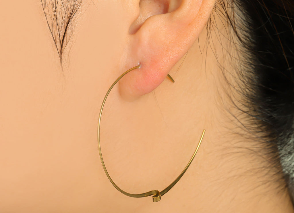 Hammered Hook Earring Wire - Brass Hammered Earring Wire - Curly Wire Hook Earring - Curly Wire Hook Earring - 52.25x43.95x0.79mm- PP9047 - DOMEDBAZAAR