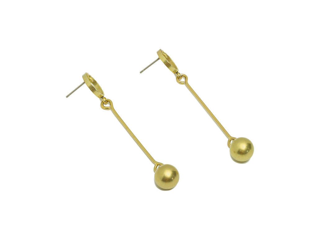 Brass Ball Earrings Stud - Raw Brass Hang Ball Earring Post - Brass Textured Round Earring Post - Stud For Diamond - 66.28x12x9.9mm- PP8885 - DOMEDBAZAAR