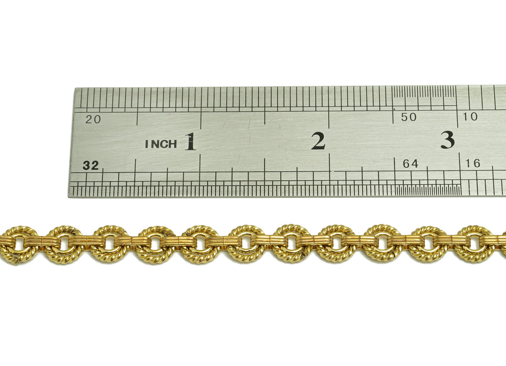 Handmade Rings Chain - Brass Textured Open link Chain - Beaded Hoop Chain - Circle Textured Rings Link Chain - 11.7x7.8x3mm - CC1249 - DOMEDBAZAAR