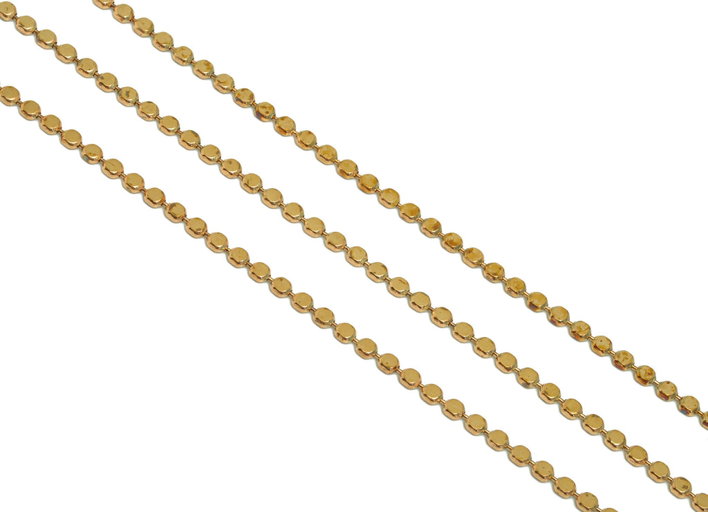 2.5mm Flat Ball Chain - Brass Chain Pellet - Flat Round Connector Chain - Raw Brass Flat Round Connector Chain - CC1245 - DOMEDBAZAAR