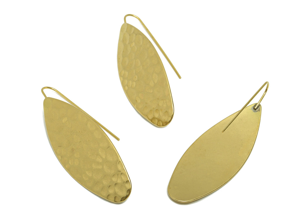 Hammered Marquise Earring Wire - Brass Hammered Earring Hook - Brass Teardrop Earring Hook - Hammered Earring Hook - 45.8x17.5x0.9mm- PP8857 - DOMEDBAZAAR
