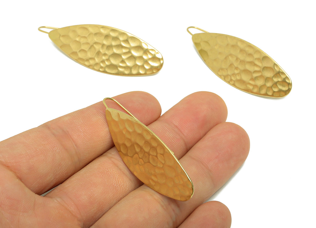Hammered Marquise Earring Wire - Brass Hammered Earring Hook - Brass Teardrop Earring Hook - Hammered Earring Hook - 45.8x17.5x0.9mm- PP8857 - DOMEDBAZAAR