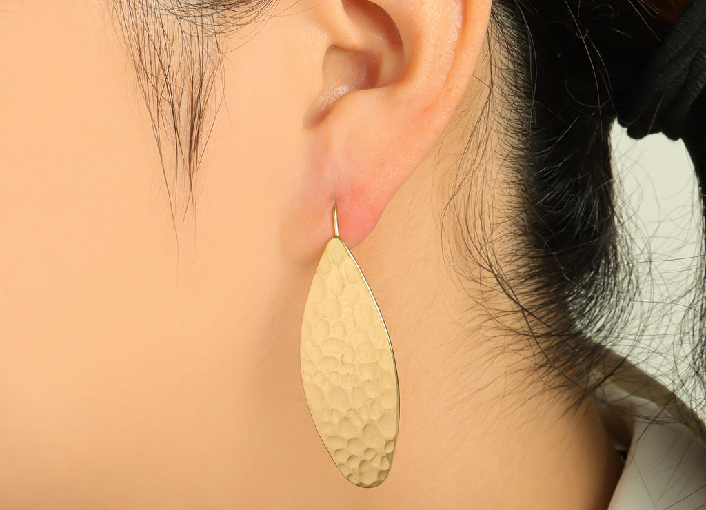 Hammered Marquise Earring Wire - Brass Hammered Earring Hook - Brass Teardrop Earring Hook - Hammered Earring Hook - 45.8x17.5x0.9mm- PP8857 - DOMEDBAZAAR